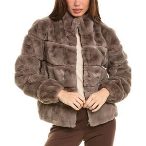 Stella & Lorenzo Womens Stella + Lorenzo Suede-Trim Jacket, Brown